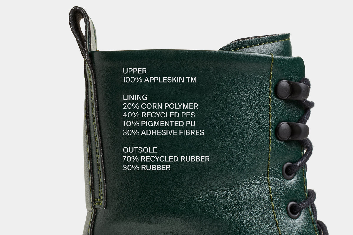 vegan leather 1992 combat boot in dark green detail picture