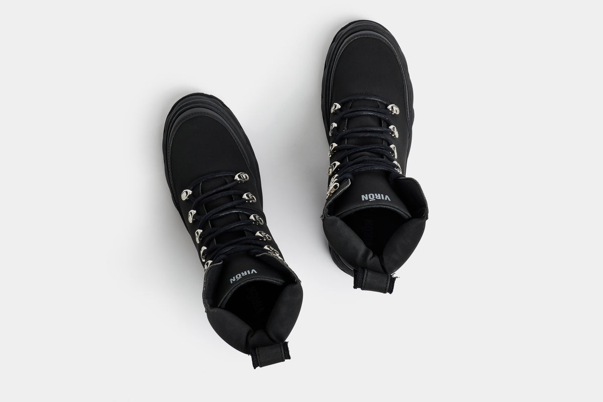 Disruptor Vegan Hiking boot out of Apple X in Black Apple shown from the top