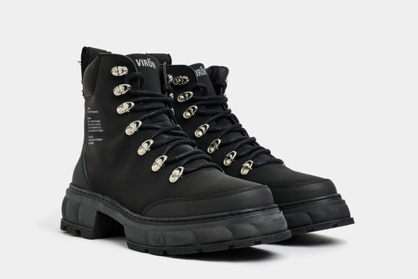 Disruptor Vegan Hiking boot out of Apple X in Black Apple shown from the side