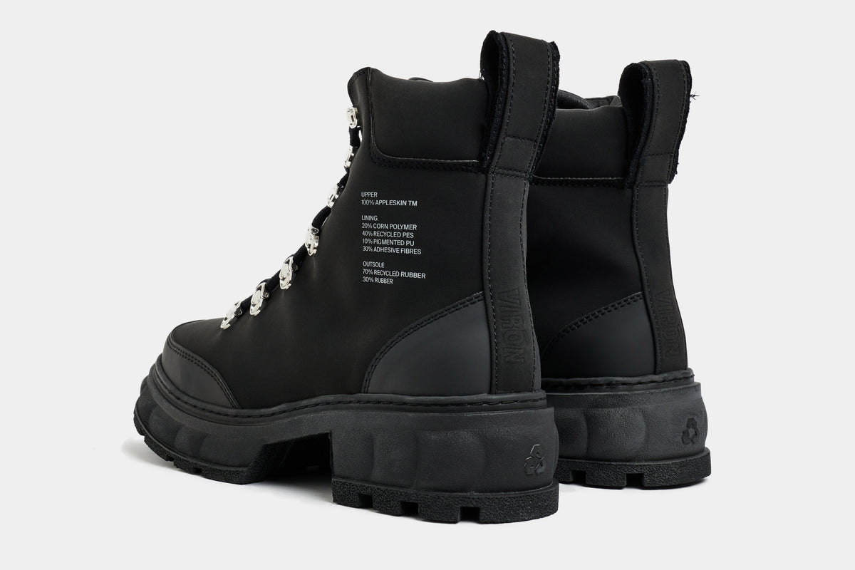 Disruptor Vegan Hiking boot out of Apple X in Black Apple shown from the back