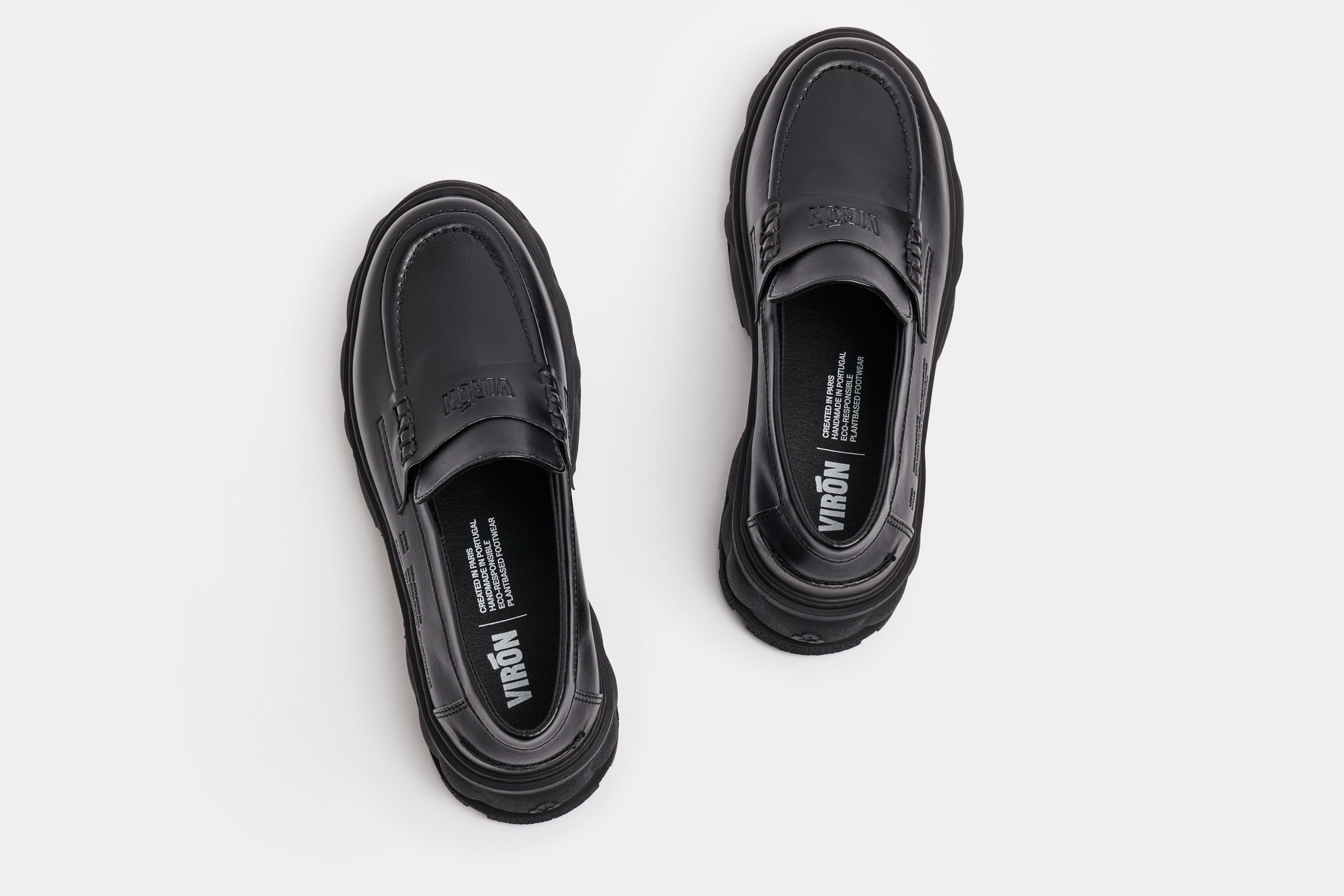 Quantum Vegan raised Loafer shoes out of Appleskin in Black Apple shown from the top