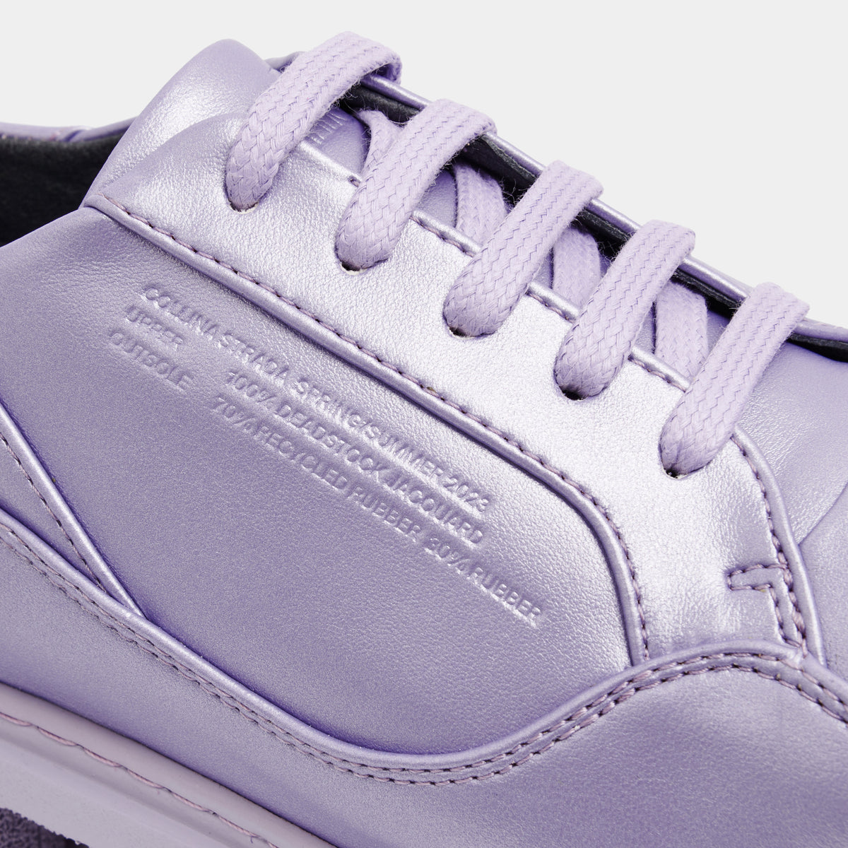 Monarch Virón x collina Strada Vegan derby made from apple leather in lilac apple shown close up